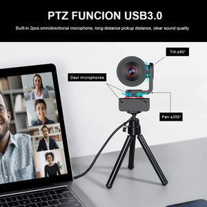 Cámara web PTZ alimentada por IA Seguimiento de IA 1080P @ 60fps 4K 5X <span class=keywords><strong>zoom</strong></span> digital Auto Foucs Video <span class=keywords><strong>Chat</strong></span> Reunión en línea Clase Stremsing en vivo - Product Image 4