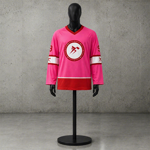 Nouveau maillot de hockey sur glace en polyester imprimé et surpiqué, uniforme d'équipe unisexe, vêtements de sport respirants, logo d'équipe personnalisé, manches en mesh - Product Image 1