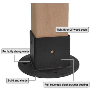 <span class=keywords><strong>Bride</strong></span> de sol 2x2 Base d'ancrage de <span class=keywords><strong>poteau</strong></span> Base de <span class=keywords><strong>poteau</strong></span> de clôture carrée solide robuste Kit de supports de montage mural noir pour boîte aux lettres de garde-corps de pont - Product Image 3