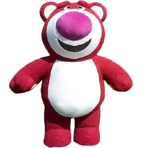 Inflatable Strawberry Bear Mascot Costume Red Bear Cartoon Doll Costume People Wear Unisex Animal Collectibles Costumes & Toys