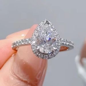 Bague Xinfly en platine Pt950 avec diamant de laboratoire en forme de poire de 0,50 ct ou 1 ct, prix d'usine, bijoux fins CVD - Product Image 1