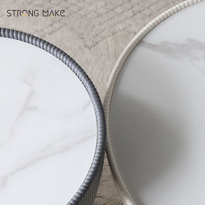 Mesa auxiliar de gran oferta, mesas de centro de piedra sinterizada de cuero antiguo de lujo modernas redondas negras para sala de estar - Product Image 3