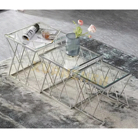 Meubles de salon Xuanzhen Table basse à bas prix Table centrale d'extrémité minimaliste 3 pièces Table d'appoint en verre moderne de luxe à vendre