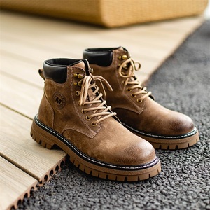 Botas de Tobillo de Cuero para Hombre, Transpirables, Resistentes al Desgaste, con Cordones, de Cuero Genuino, a la Moda - Product Image 4