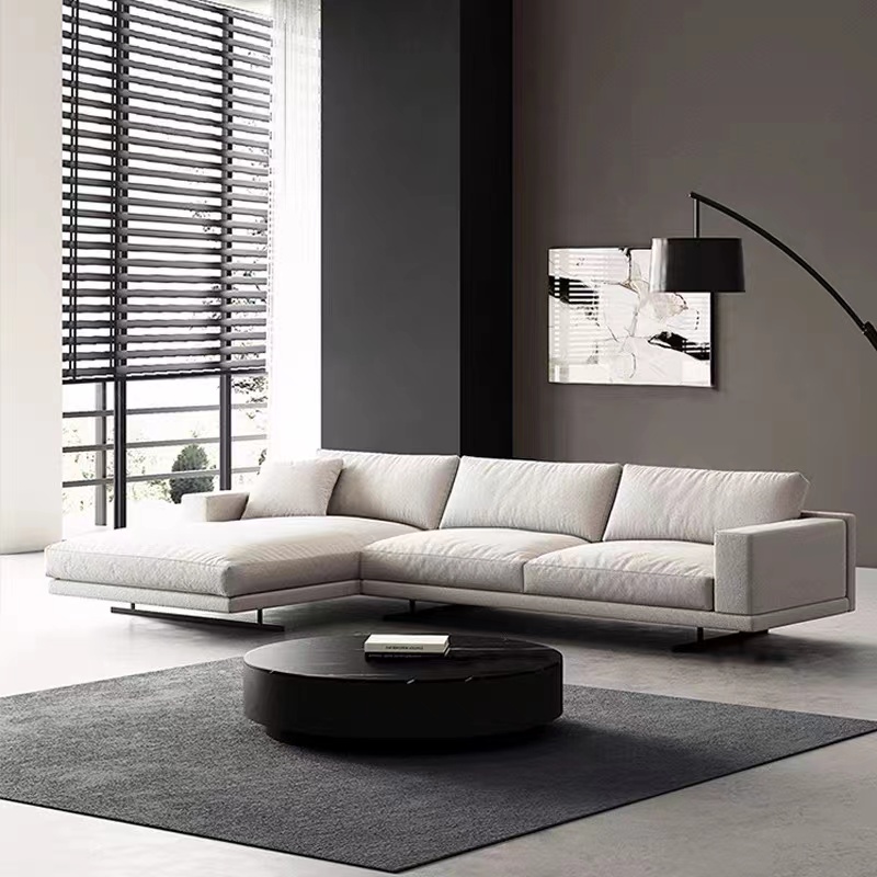 Luxury sectional lounge home furniture couches metal base woven fabric living room sofas