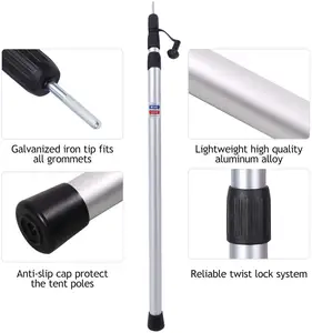 Camping Telescopic Tent Pole Adjustable Telescopic Aluminum Tarp Tent Pole For Camping