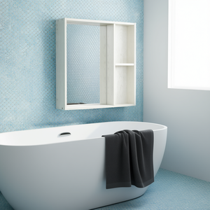 Armoire à pharmacie murale blanche 24,75x25,5 pouces avec miroir et étagère de rangement pour salle de bain - Product Image 2
