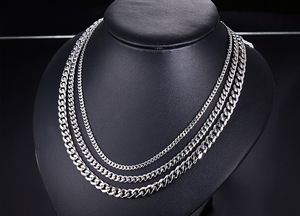 LTC121 Commercio All'ingrosso su ordinazione 3 millimetri 5 millimetri 7 millimetri nero oro argento riempito cubano in acciaio inox catena a maglia per gli uomini di gioielli - Product Image 5