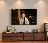 Console multimédia à profil bas avec plusieurs tiroirs de rangement, meuble de divertissement en bois Japandi pour salon