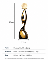 Lampe sur pied en résine moderne, sculpture de lune luxueuse, éclairage décoratif nordique pour villa, hôtel, salon