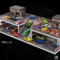 Vitrine d'exposition éclairée pour parking à double étage à l'échelle 1:64 - Scène de garage pour voitures miniatures en PVC et acrylique
