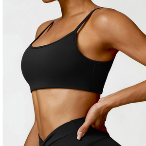 Soutien-gorge de sport Sexy à séchage rapide pour femmes haut de fitness avec bandoulière mince Yoga course <span class=keywords><strong>exercice</strong></span> torsion arrière conception Logo avant - Product Image 3