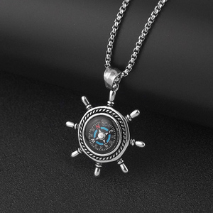Haute qualité nouvelle mode positionnable boussole pendentif hommes Vintage en acier inoxydable chaîne collier Hip-Hop hommes bijoux - Product Image 2