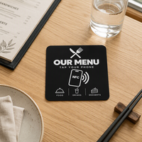 Autocollant de menu NFC personnalisé noir en PVC pour restaurants