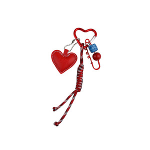 Porte-clés en alliage de corde de cœur en cuir créatif chaîne décorative pendentif de sac de style frais, polyvalent pour les couples - Product Image 5