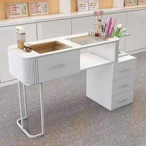 Mesa de Manicura de Madera de Estilo Moderno con Gabinete de Almacenamiento, Mesa de Manicura Personalizada para Dormitorio o Salón de Uñas - Product Image 3