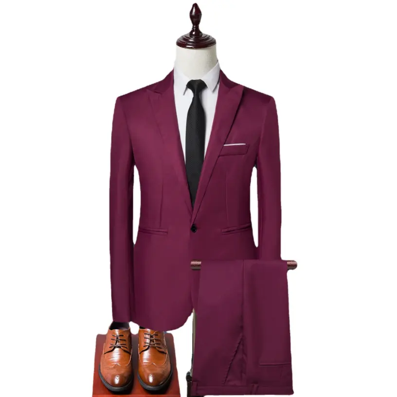 ब्लेजर्स पैंट सेट 2023 नई फैशन दूल्हे शादी की पोशाक सूट पुरुषों की आकस्मिक व्यापार 2 टुकड़ा सेट सूट जैकेट कोट पतलून M-5XL