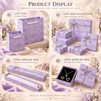 Ensemble d'emballages de luxe pour bijoux avec logo personnalisé, boîtes cadeaux rigides en papier violet et sacs pour collier, boucles d'oreilles, bague, bracelet