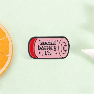 Set Pin Enamel Kesehatan Mental Kreatif Warna Pink, Lencana Logam Baterai Sosial, Pin Kerah Elegan, Hadiah Dekorasi untuknya - Product Image 1