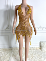 Robe de soirée sexy Ocstrade pour la Saint-Valentin, robe de soirée élégante en maille rouge avec strass, robe de soirée de luxe à col en V, Vestidos