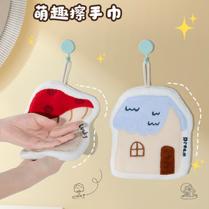 <b>Cute</b> Plush Hand Towel Cartoon Design Quick Dry Coral Fleece Kitchen Towels - Product Image 2