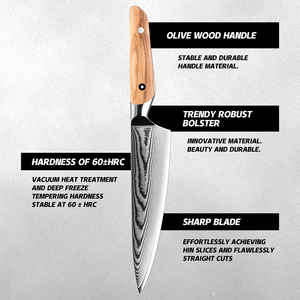 Grandsharp 67 lớp Damascus thép nhà bếp đầu bếp dao đặt cao cấp đầu bếp nhà bếp dao bánh mì tiện ích gọt dao đặt gỗ ô liu - Product Image 4