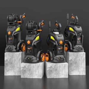 Hidrolavadora Eléctrica de 1500W y 8MPa, Lavadora de Autos de Plástico Negro con Carrete para Manguera y Ruedas - Product Image 2