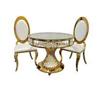 Base de table créative, structure double couche, plateau en verre cristal, table circulaire en acier inoxydable pour gâteau de mariage