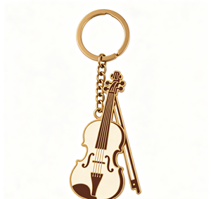 Porte-clés vintage en métal violon, pendentif guitare émaillé en alliage de zinc pour sac à dos et clés - Product Image 3