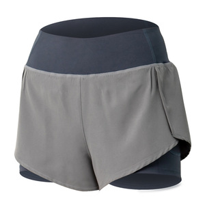 2-in-1 レディース ハイウエスト スポーツショートパンツ ポケット付き 通気性 ジム用 伸縮性 ワークアウトショーツ サイクリング ランニング スポーツ用 - Product Image 5