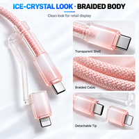 Câble de charge rapide USB C détachable 2 en 1 60W, tressé en nylon, en stock, vente en gros pour accessoires mobiles