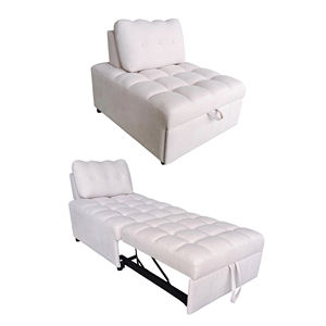 Canapé-lit moderne et compact pour salon, couleur crème, canapé simple et moelleux, canapé-lit classique à tirer, meubles de famille, lit - Product Image 1