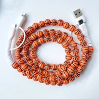 Chargeur portable 4-en-1 YuAn YA-180 Navajo Smooth Sports Beads en acrylique pour téléphone USB Type-C, compatible Softball, Basketball, Starling Silver