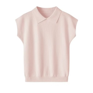 Polo sans manches en maille de soie glacée pour femme – Léger, noir, blanc, rose – Idéal pour l'été - Product Image 4