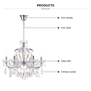 Precio barato interior cromo cristal claro Post moderno araña Maria Theresa Led para la decoración de la boda - Product Image 4