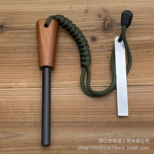 Magnesium Rod <b>Fire</b> Starter Wooden Handle Outdoor Survival Camping <b>Tool</b> <b>Set</b> - Product Image 4