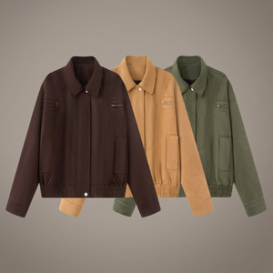 TAOP&ZA 2025 Printemps-Été-Automne Veste Unie Rétro Haut de Gamme Respirante Écologique Tissée Sans Couture à Fermeture Éclair et Col Revers - Product Image 3