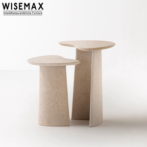 WISEMAX FURNITURE Natural Marble Travertine Stone Coffee <strong>Side</strong> <strong>Table</strong> <strong>Sofas</strong> End Small Corner Marble Tea <strong>Table</strong> Set for Home Cafe - Product Image 2