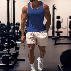 OEM <b>men</b> solid workout tank top custom logo thin fabric gym training <b>singlet</b> <b>for</b> european american summer market - Product Image 3