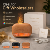 Diffuseur d'arômes créatif en pierre de sel de l'Himalaya, humidificateur à flamme simulée, lampe à LED 7 couleurs, diffuseur de brume pour huiles essentielles, idéal pour l'hôtellerie