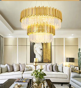 Éclairage moderne <span class=keywords><strong>Lustre</strong></span> de luxe Intérieur Salon LED Cristal K9 Plafonnier Métal Rond Hôtel Verre Pendentif Lumières - Product Image 5