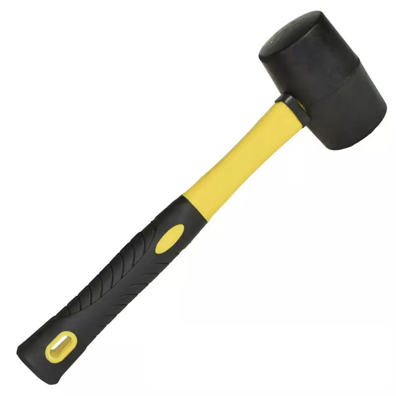 Customized Shockproof Rubber Mallet Black Round Flooring Hammer With Plastic Handle