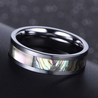 Bagues de couple en carbure de tungstène poli avec incrustation de coquille d'ormeau naturelle, assorties pour lui et pour elle, alliance de mariage confortable, bijoux de fiançailles