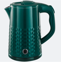 Bouilloire électrique sans fil à double paroi en plastique 2L, 1800W, arrêt automatique, portable, pour hôtel et usage domestique, rotation à 360°