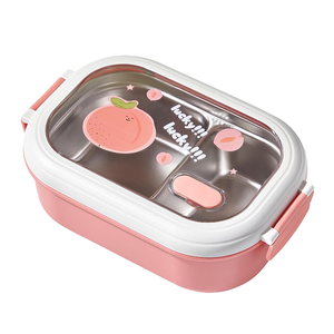 Boîte de conservation alimentaire en acier inoxydable 304 de haute qualité, conteneur à lunch portable, compatible micro-ondes, couvercle anti-contamination, compartimentée - Product Image 1