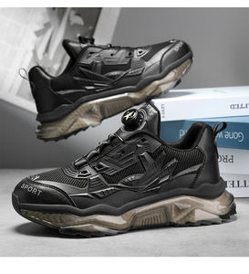 Chaussures pour hommes, baskets de course épaisses en cuir de créateur noir pour hommes, logo personnalisé, chaussures décontractées sans logo pour hommes 2024 - Product Image 6