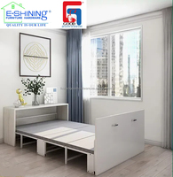 Lit escamotable gain de place avec cadre en acier blanc, armoire dissimulée murale pour bureau ou chambre d'amis