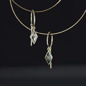 FUAMAY 2025 joyería minimalista delicada 925 Plata multicolor rombo enhebrador <span class=keywords><strong>Topacio</strong></span> <span class=keywords><strong>aros</strong></span> abiertos pendientes <span class=keywords><strong>de</strong></span> gota para mujer - Product Image 3