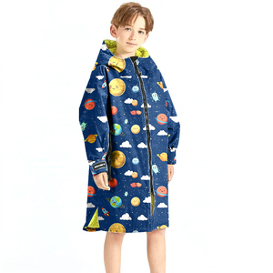 Chaqueta de Entrenamiento <span class=keywords><strong>Impermeable</strong></span> para Niños, con Forro Polar Sherpa Grueso, Cortavientos, Tipo Parka, con Capucha, para Cambiarse Después de Nadar - Product Image 1