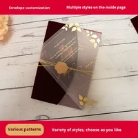Carte d'Invitation de Mariage en PVC Acrylique ou d'Anniversaire Personnalisée Sur Mesure, de Luxe, Imprimée sur Velours et Estampée à Chaud
